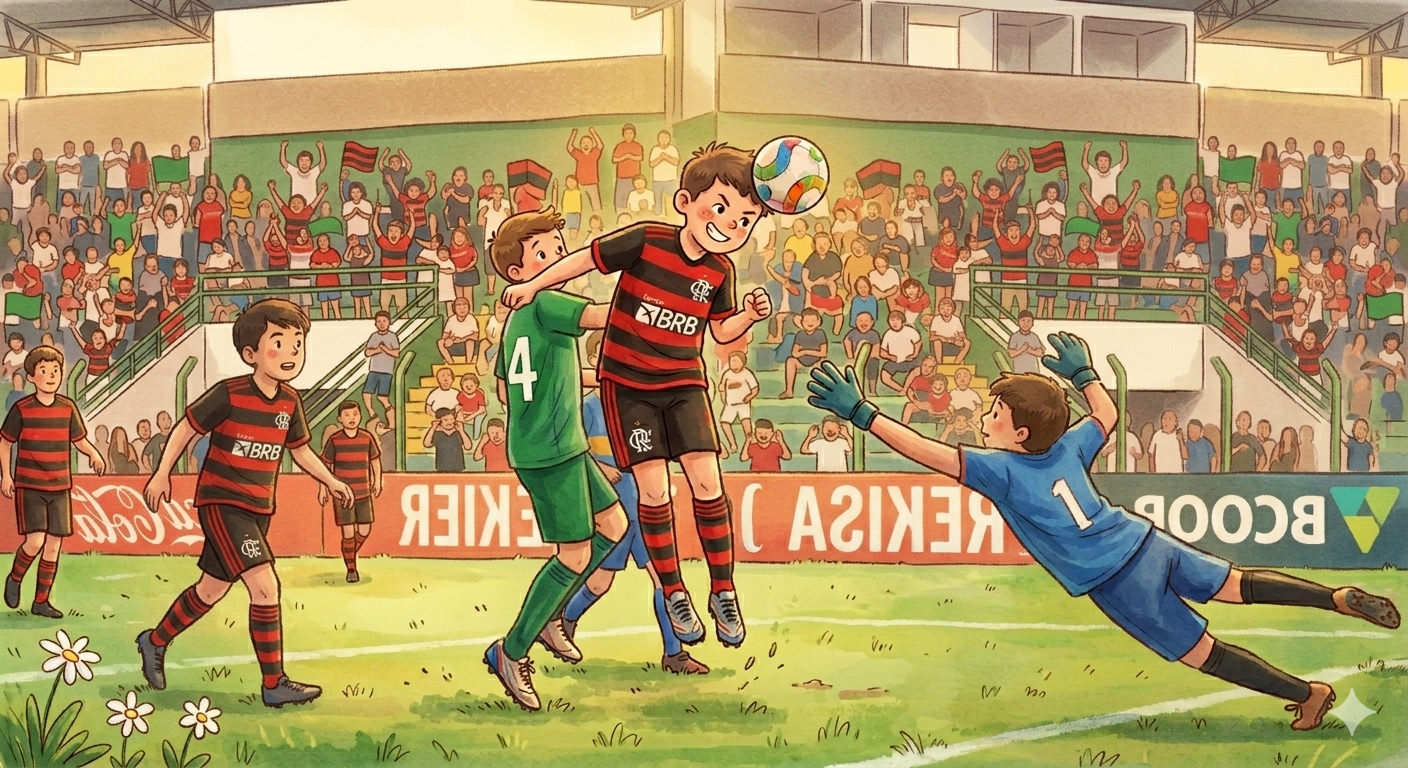 Ilustração do gol de cabeça do Danilo — inspiração do nome